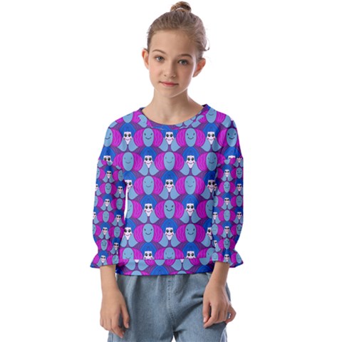 Abstract Kids  Cuff Sleeve Top by SychEva
