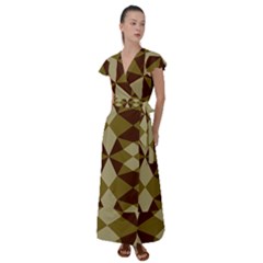 Abstract Pattern Geometric Backgrounds   Flutter Sleeve Maxi Dress by Eskimos
