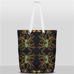 Floral Folk Damask Pattern  Full Print Rope Handle Tote (small) by Eskimos