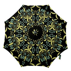 Floral Folk Damask Pattern Fantasy Flowers  Hook Handle Umbrellas (large) by Eskimos
