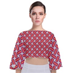 Abstract Cookies Tie Back Butterfly Sleeve Chiffon Top by SychEva