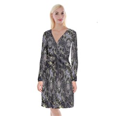 The Pollinator Long Sleeve Velvet Front Wrap Dress by MRNStudios
