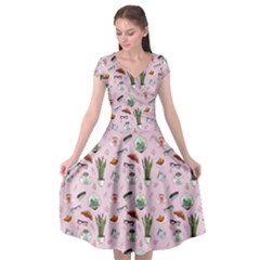 Office Time Cap Sleeve Wrap Front Dress by SychEva