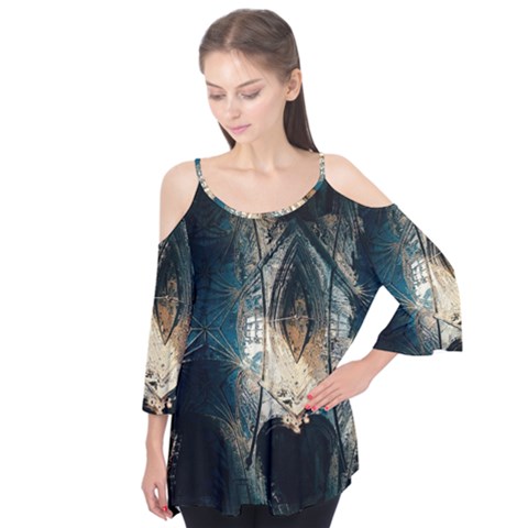 Fractal Flutter Sleeve Tee  by Sparkle