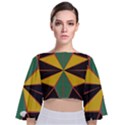 Abstract pattern geometric backgrounds   Tie Back Butterfly Sleeve Chiffon Top View1