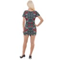 Floral folk damask pattern Fantasy flowers Floral geometric fantasy Short Sleeve Asymmetric Mini Dress View2