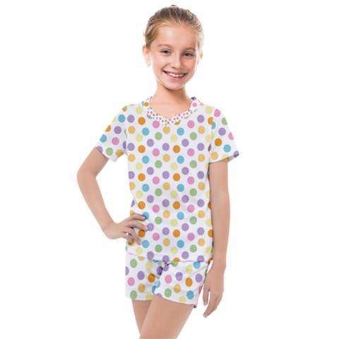 Dot Pattern Kids  Mesh Tee And Shorts Set by Valentinaart