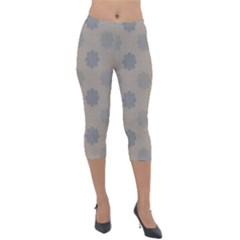 Floral Pattern Lightweight Velour Capri Leggings  by Valentinaart