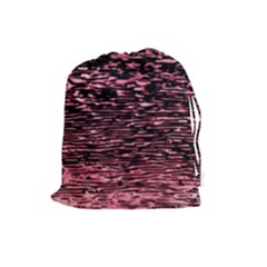 Pink  Waves Flow Series 11 Drawstring Pouch (large) by DimitriosArt
