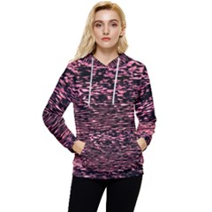 Pink  Waves Flow Series 11 Women s Lightweight Drawstring Hoodie by DimitriosArt