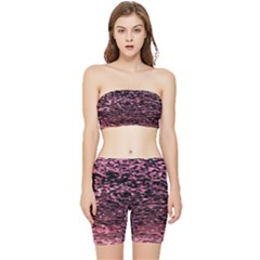 Pink  Waves Flow Series 11 Stretch Shorts And Tube Top Set by DimitriosArt