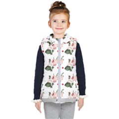 Love Spring Floral Kids  Hooded Puffer Vest by Janetaudreywilson