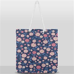 Flowers Pattern Full Print Rope Handle Tote (large) by Sparkle