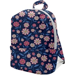Flowers Pattern Zip Up Backpack by Sparkle