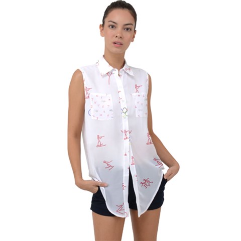 Types Of Sports Sleeveless Chiffon Button Shirt by UniqueThings