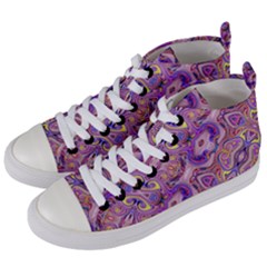 Liquid Art Pouring Abstract Seamless Pattern Tiger Eyes Women s Mid-top Canvas Sneakers by artico