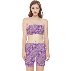 Liquid Art Pouring Abstract Seamless Pattern Tiger Eyes Stretch Shorts And Tube Top Set by artico