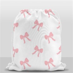Pink Bow Pattern Drawstring Bag (small) by Littlebird