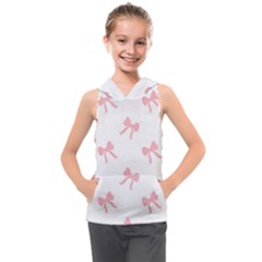 Pink Bow Pattern Kids  Sleeveless Hoodie by Littlebird