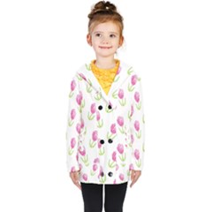 Tulips Watercolor Pattern Kids  Double Breasted Button Coat by Littlebird