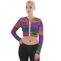 Puzzle Landscape In Beautiful Jigsaw Colors Long Sleeve Cropped Velvet Jacket View1