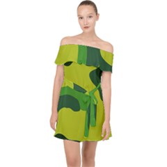 Abstract Pattern Geometric Backgrounds   Off Shoulder Chiffon Dress by Eskimos