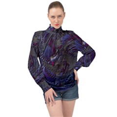 Braille Flow High Neck Long Sleeve Chiffon Top by MRNStudios