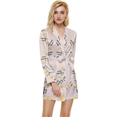 Abstract Pattern Geometric Backgrounds   Long Sleeve Satin Robe by Eskimos