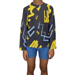 Abstract Pattern Geometric Backgrounds   Kids  Long Sleeve Swimwear by Eskimos