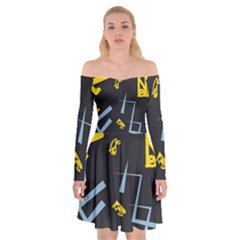 Abstract Pattern Geometric Backgrounds   Off Shoulder Skater Dress by Eskimos