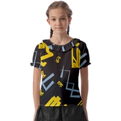 Abstract Pattern Geometric Backgrounds   Kids  Frill Chiffon Blouse by Eskimos