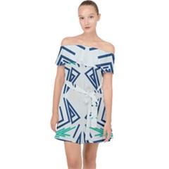 Abstract Pattern Geometric Backgrounds   Off Shoulder Chiffon Dress by Eskimos
