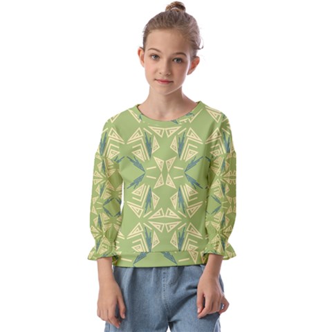 Abstract Pattern Geometric Backgrounds   Kids  Cuff Sleeve Top by Eskimos