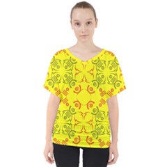 Abstract Pattern Geometric Backgrounds   V-neck Dolman Drape Top by Eskimos