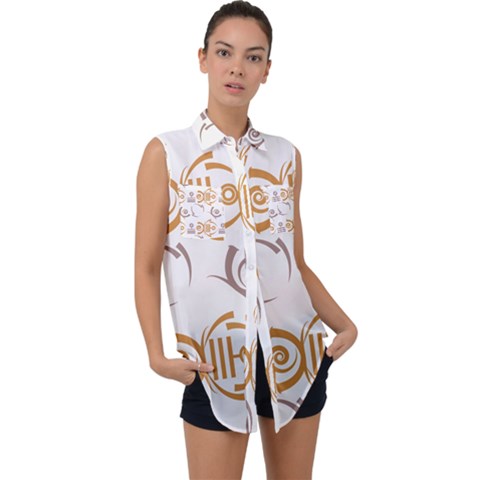 Abstract Pattern Geometric Backgrounds   Sleeveless Chiffon Button Shirt by Eskimos
