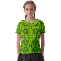 Abstract Pattern Geometric Backgrounds   Kids  Frill Chiffon Blouse by Eskimos