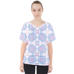 Abstract Pattern Geometric Backgrounds   V-neck Dolman Drape Top by Eskimos
