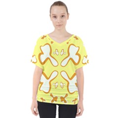 Abstract Pattern Geometric Backgrounds   V-neck Dolman Drape Top by Eskimos