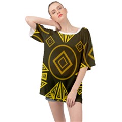 Abstract Pattern Geometric Backgrounds   Oversized Chiffon Top by Eskimos