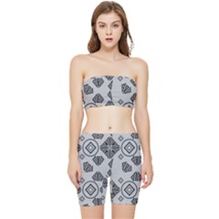 Abstract Pattern Geometric Backgrounds   Stretch Shorts And Tube Top Set by Eskimos