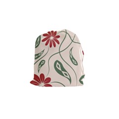  Folk Flowers Floral Art Print Flowers Abstract Art  Drawstring Pouch (small) by Eskimos