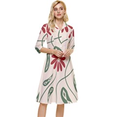  Folk Flowers Floral Art Print Flowers Abstract Art  Classy Knee Length Dress by Eskimos