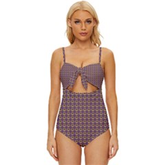 Olimedpurp Knot Front One-piece Swimsuit by violetheavensky
