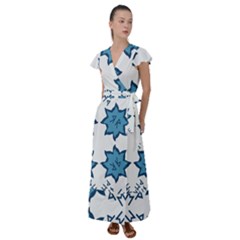 Abstract Pattern Geometric Backgrounds   Flutter Sleeve Maxi Dress by Eskimos