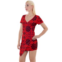 Abstract Pattern Geometric Backgrounds   Short Sleeve Asymmetric Mini Dress by Eskimos