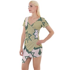 Abstract Pattern Geometric Backgrounds   Short Sleeve Asymmetric Mini Dress by Eskimos