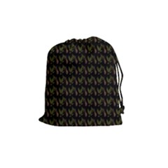 Fern Pattern 2 Black Drawstring Pouch (medium) by violetheavensky