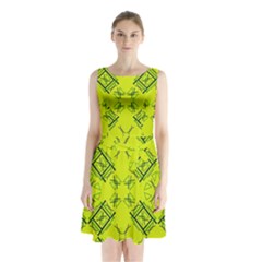 Abstract Pattern Geometric Backgrounds   Sleeveless Waist Tie Chiffon Dress by Eskimos
