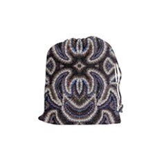 Embroidered Patterns Drawstring Pouch (medium) by kaleidomarblingart