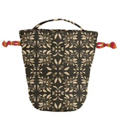 Folk Flowers Print Floral Pattern Ethnic Art Drawstring Bucket Bag by Eskimos